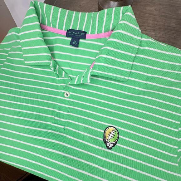 Grateful Dead Steal Your Face Men's Lilly Pulitzer Golf Polo Pima Cotton (M) - Picture 2 of 6